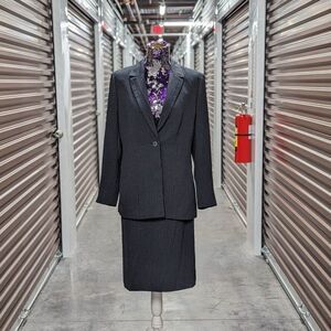 Vintage Le Suit Gray Pinstripe Skirt Suit Professional Career‎ Wear Old Money 10